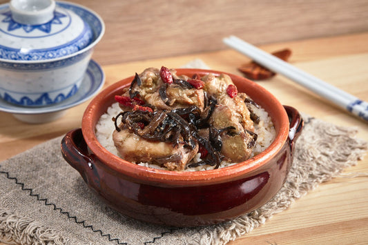 蟲草花冬菇蒸滑雞飯 Cordyceps Flower Steamed Chicken with Mushroom Rice
